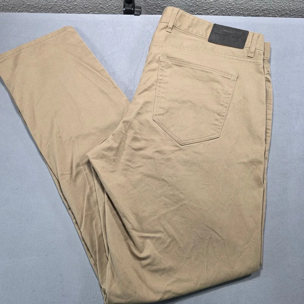 Michael Kors Parker Slim Fit Tan Khaki Pants Mens 36x32 Cotton Stretch Chinos